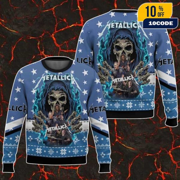 Metallica Trapped Under Ice Xmas Gifts 2025 For Friends And Family Best Ugly Sweater
