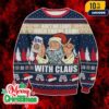 Miller Lite Ugly Christmas Sweater Navy Blue Knit Pullover With Beer Can Pattern A Friend With Miller Lite Holiday Party Jumper