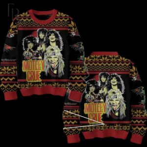 Motley Crue Ugly Christmas Sweater Band Holiday Jumper Wool Rock Music Gift