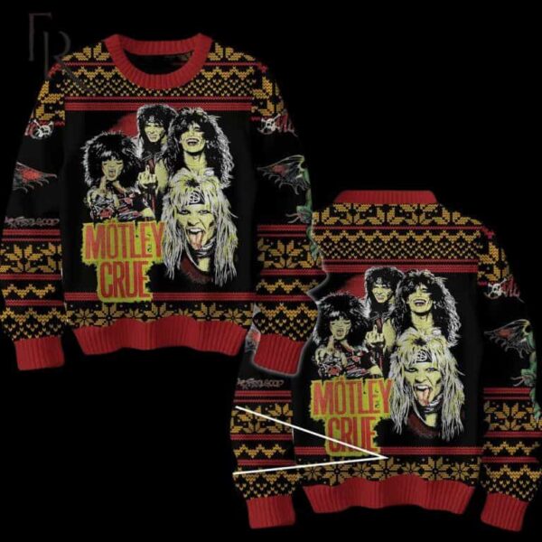 Motley Crue Ugly Christmas Sweater Band Holiday Jumper Wool Rock Music Gift