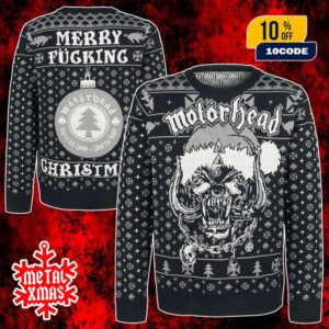 Motorhead Christmas Ugly Sweater War Pig Santa Hat Snowflake Holiday Jumper For Rock Metal Fans