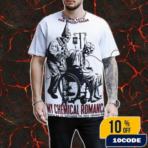 My Chemical Romance Long Live The Black Parade Tour 2025 On 7 September 2025 At Fenway Park Boston Massachusetts With IDLES Poster Event Artwork By EdZomby 3D T-Shirt