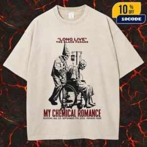 My Chemical Romance Long Live The Black Parade Tour 2025 On 7 September 2025 At Fenway Park Boston Massachusetts With IDLES Poster Event Artwork By EdZomby Unisex Washed Tee