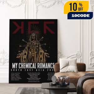 My Chemical Romance South East Asia 2026 Tour Poster Art Work By Edgar Jimenez Tour Dates Poster Canvas Home Decor