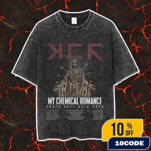 My Chemical Romance South East Asia 2026 Tour Poster Art Work By Edgar Jimenez Tour Dates Vintage Washed Unisex T-Shirt
