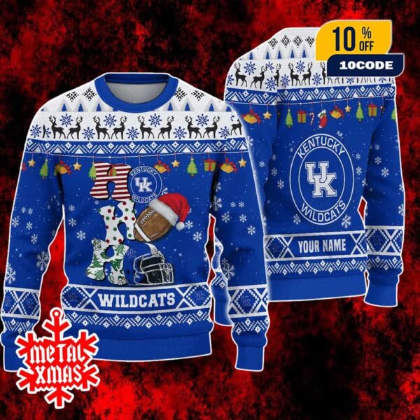 NCAA Kentucky Wildcats HO HO HO Ugly Christmas Sweater With Snowflake Holiday Pattern Perfect For Fans And Winter Parties