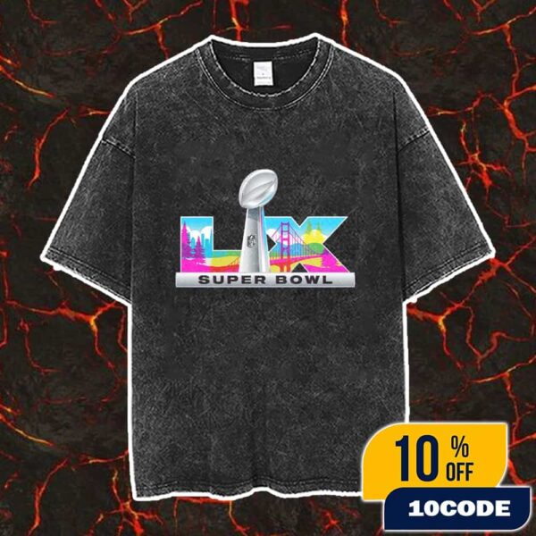 NFL Super Bowl LX On February 8 2026 Logo Golden Gate Bridge At Levi’s Stadium Santa Clara California Vintage Washed Unisex T-Shirt