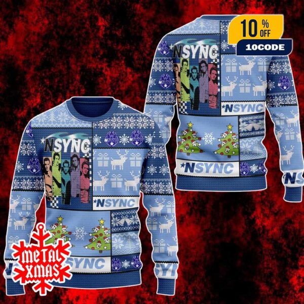 NSYNC Christmas Time Ugly Sweater Retro 90s Boyband Holiday Jumper