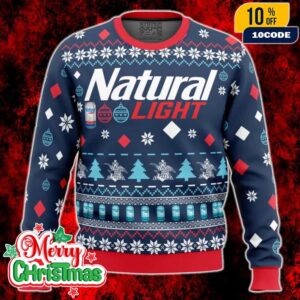 Natural Light Beer Ugly Christmas Sweater Funny Natty Light Holiday Pullover for Adults