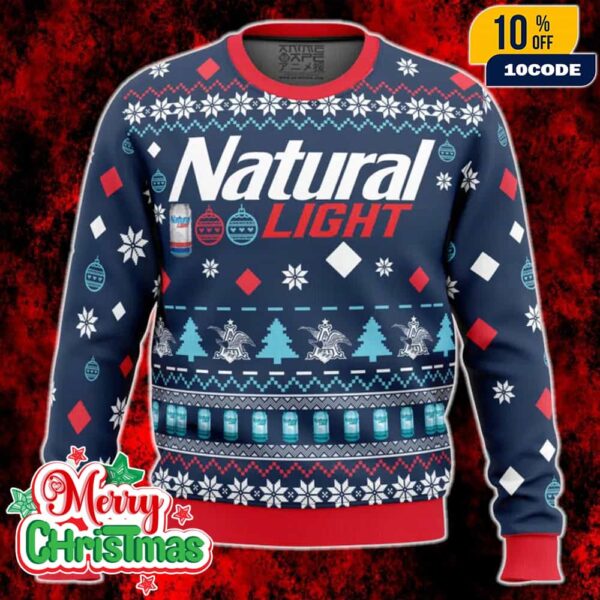 Natural Light Beer Ugly Christmas Sweater Funny Natty Light Holiday Pullover for Adults