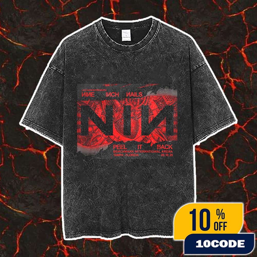 Nine Inch Nails Bucket List Year 2025 Poster Event At Benchmark International Arena Tampa Florida On October 5 2025 Artwork By Andrew Cremeans Vintage Washed Unisex T-Shirt Nine Inch Nails Bucket List Year 2025 Poster Event At Benchmark International Arena Tampa Florida On October 5 2025 Artwork By Andrew Cremeans Vintage Washed Unisex T-Shirt