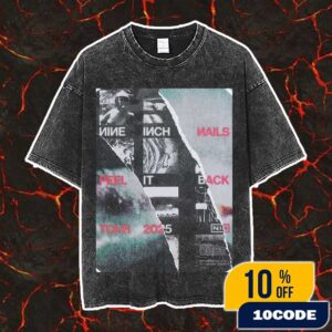 Nine Inch Nails Peel It Back Tour 2025 Dual Layered Poster Online Official Merch Poster With All Artwork From Lyrics Vintage Washed Unisex T-Shirt