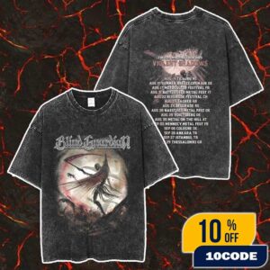 Official Band Blind Guardian Hooded Monk Design Artwork The God Machine Tour 2025 With Tour Dates Backprint Merch Unisex Two Sided Washed T-Shirt