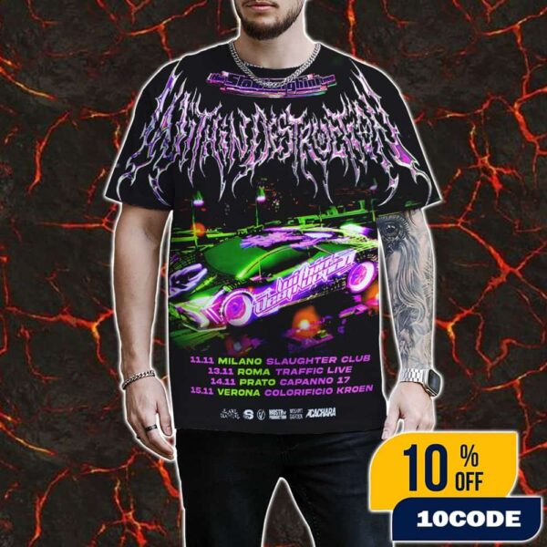 Official Band Within Destruction Slamborghini Tour 2025 At Italy November Tour Dates Milano-Roma-Prato-Verona Concert Tour Dates Poster Artwork All Over Print Graphic T-Shirt, Hoodie