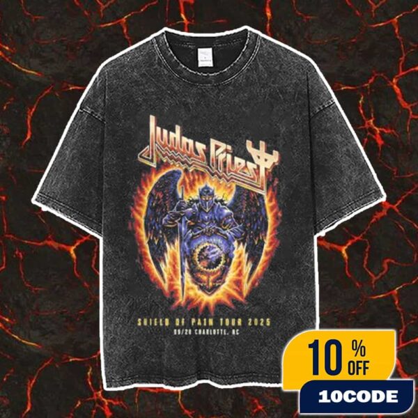 Official Judas Priest Shield Of Pain Tour 2025 Charlotte Event Tee On September 20 2025 Vintage Washed Unisex T-Shirt