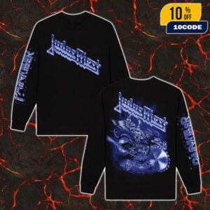 Official Merchandise Judas Priest Painkiller Album Long Sleeve Tee Unisex Fit Logo With 3D Metallic Effect 12th Studio Album