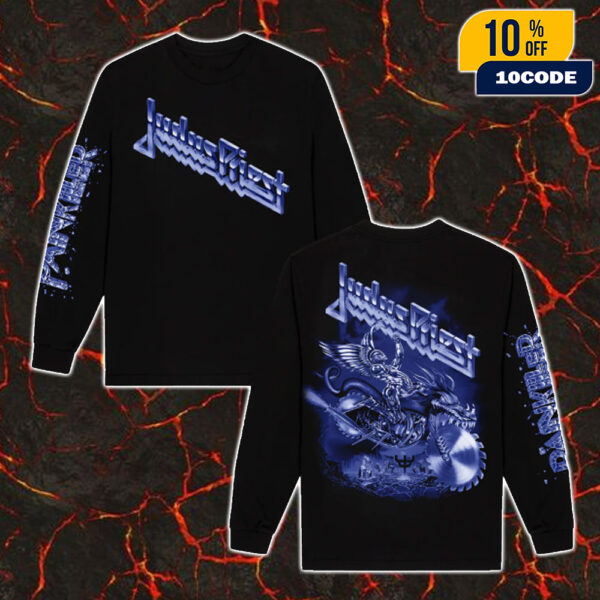 Official Merchandise Judas Priest Painkiller Album Long Sleeve Tee Unisex Fit Logo With 3D Metallic Effect 12th Studio Album