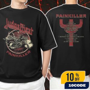 Official Merchandise Judas Priest Painkiller Album T-Shirt 12th Studio Album Tracklist Tee Artwork