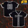 Official Metallica Merchandise Number 97 Flaming Skull Hockey Jersey Shirt