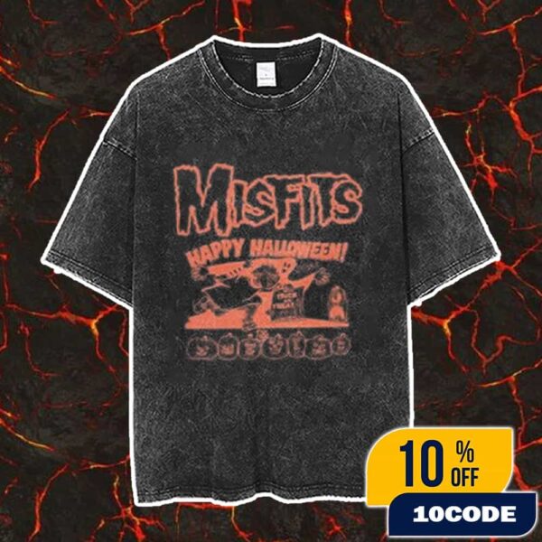 Official New Misfits Halloween 2025 Merchandise Arrivals Happy Halloween Vintage Washed Unisex T-Shirt