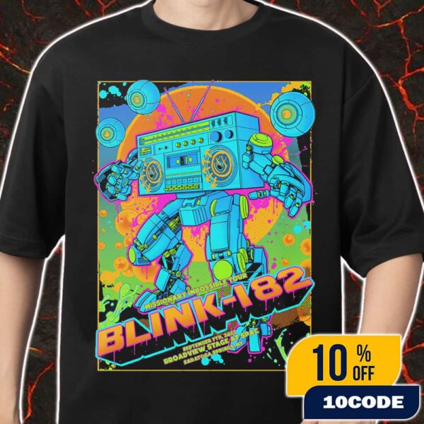 Official Poster Blink-182 Missionary Impossible Tour 2025 Saratoga Springs Event On September 7 2025 At Broadview Stage At SPAC Artwork By Vance Kelly Merch Unisex T-Shirt