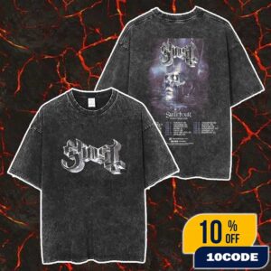 Official Poster Ghost Band Skeletour World Tour 2026 Metal Logo Tour Dates Merch Unisex Two Sided Washed T-Shirt