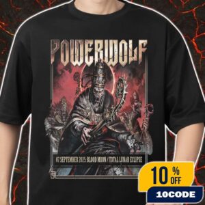 Official Powerwolf 2025 North American Tour With Dragonforce Blood Moon Total Lunar Eclipse Poster 7 September 2025 Merch Unisex T-Shirt