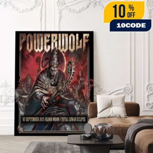 Official Powerwolf 2025 North American Tour With Dragonforce Blood Moon Total Lunar Eclipse Poster 7 September 2025 Poster Canvas Home Decor