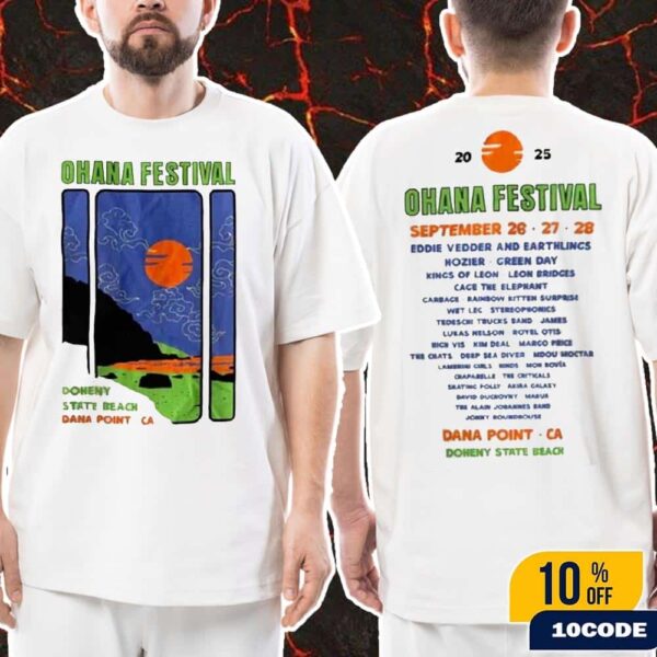 Ohana Festival 2025 Merchandise Dana Point CA At Doheny State Beach On September 26-28 2025 Art Triptych Classic Two Sides T-Shirt
