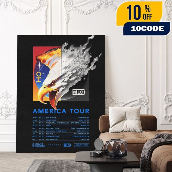 Oliver Heldens x HI-LO America Tour 2025 Poster Tour Dates On USA One Tour Two Worlds Of Sound Poster Canvas Home Decor