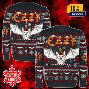 Ozzy Osbourne Holiday Ugly Sweater Multicolor Christmas Jumper With Bat Design