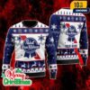 Pabst Blue Ribbon Beer Ugly Christmas Sweater Custom Name Holiday Knit Pullover With Reindeer And Snowflake Design