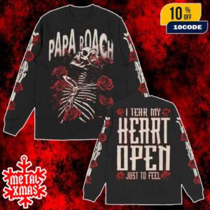 Papa Roach Rock Band New Merch 2025 Arrivals Skeleton And Roses All Over Print Long Sleeve
