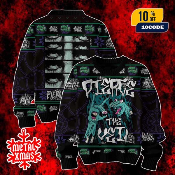 Pierce The Veil Ugly Sweater Christmas Jumper Festive Knit With Speaking Hands Zombie Artwork