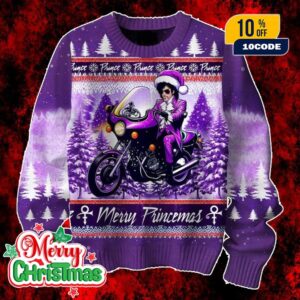 Prince Merry Princemas Ugly Christmas Sweater Purple Knit Holiday Jumper Funny Music Xmas Sweater For Men And Women