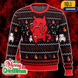 Radiohead Amnesiac Ugly Sweater Christmas Pullover Music Band Merch Holiday Gift