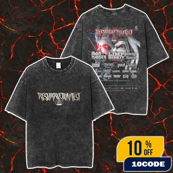 Resurrection Festival 2026 Chapter XXI A Place Called Home 1-2-3-4 July 2026 At Viveiro Spain Estrella Galicia Venue Gothic Horror Artwork Poster Lineup Washed T-Shirt