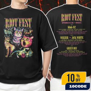 Riot Fest 2025 20th Anniversary September 19-20-21 At Douglass Park Chicago Illinois Animals Punk Rock Mascot With Lineup Backprint Unisex T-Shirt Merchandise