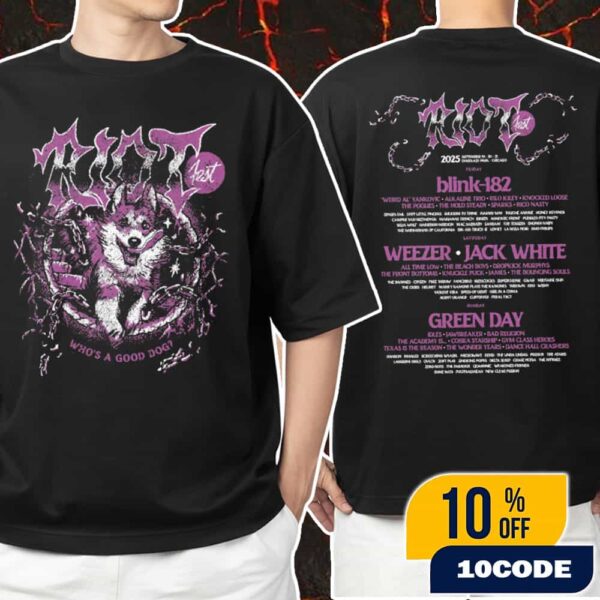 Riot Fest 2025 20th Anniversary September 19-20-21 At Douglass Park Chicago Illinois Who’s A Good Dog With Lineup Backprint Unisex T-Shirt Merchandise