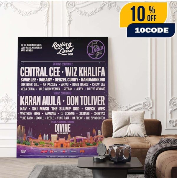 Rolling Loud 2025 India Line-Up At Loud Park Kharghar Navi Mumbai On November 22-23 2025 Home Decor Poster Canvas