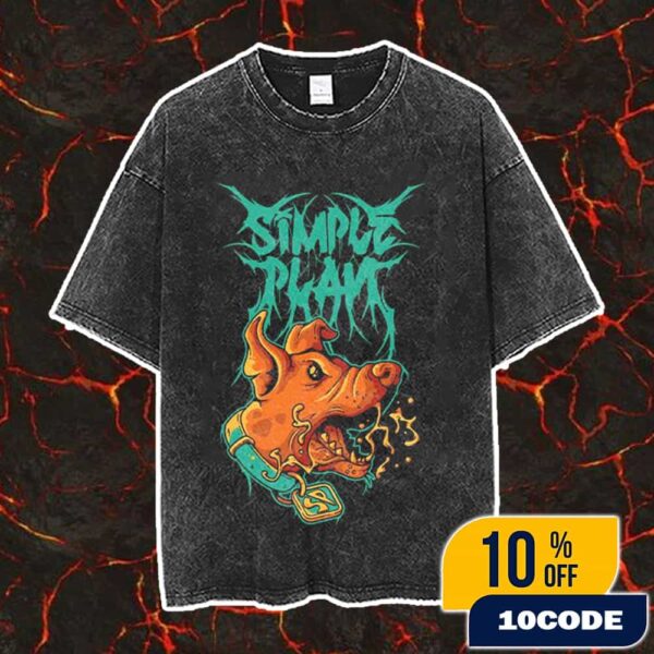 Simple Plan Official Halloween 2025 New Arrivals Scooby-Doo Character Artwork Tee Version Vintage Washed Unisex T-Shirt