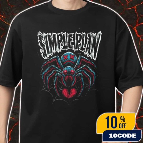 Simple Plan Official Halloween 2025 New Arrivals Spider Artwork Tee Version Merch Unisex T-Shirt