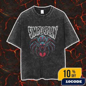 Simple Plan Official Halloween 2025 New Arrivals Spider Artwork Tee Version Vintage Washed Unisex T-Shirt
