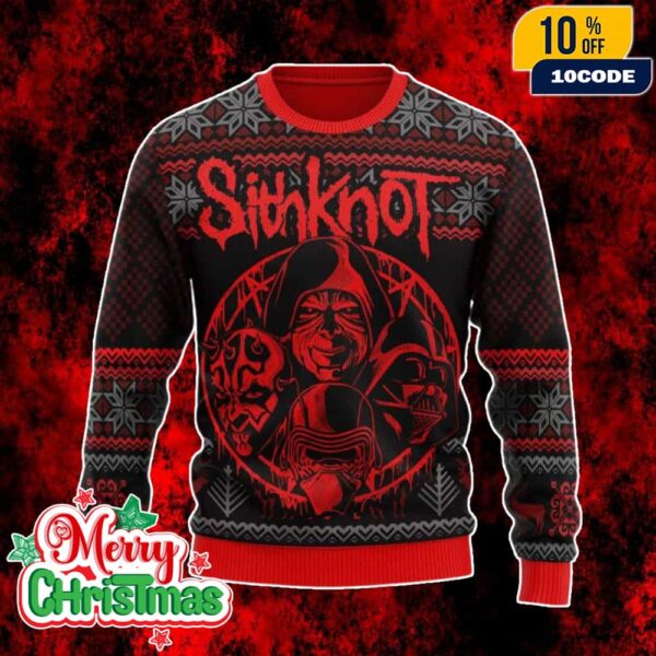 Sithknot Star Wars Ugly Christmas Sweater For Men And Women Red Black Knitted Pullover Holiday Party Jumper