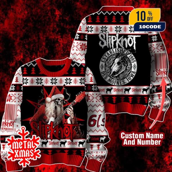 Slipknot Christmas Ugly Sweater Limited Edition Established 1995 Des Moines Iowa Rock Band Jumper