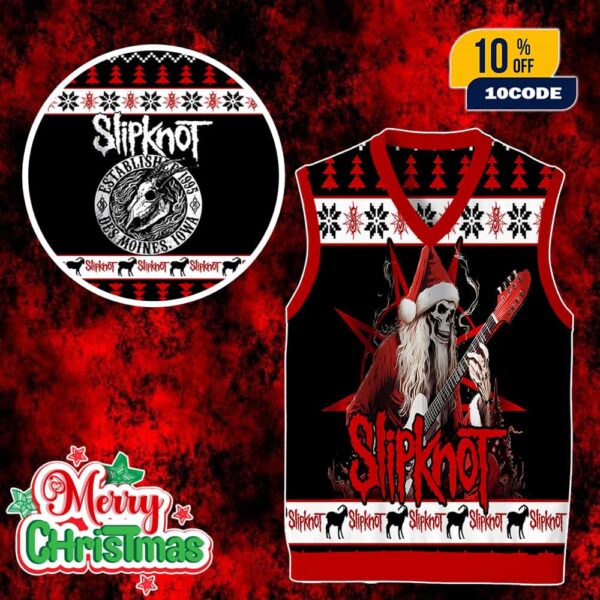 Slipknot Ugly Christmas Sweater Gile Santa Skull Holiday Knit Pullover
