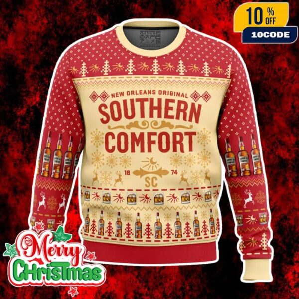 Southern Comfort Whiskey Christmas Sweater Festive Holiday Ugly Sweater For Adults