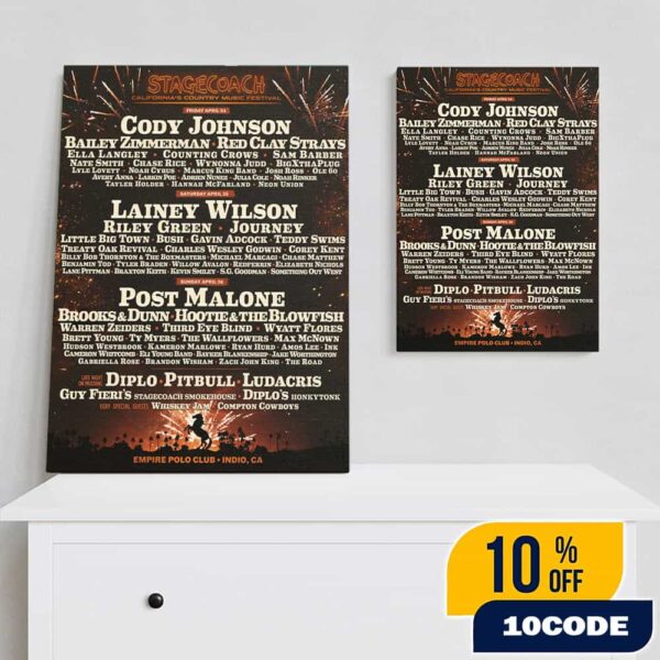 Stagecoach 2026 California’s Country Music Festival April 24-25-26 2026 At Empire Polo Club Indio CA Poster Lineup Poster Canvas