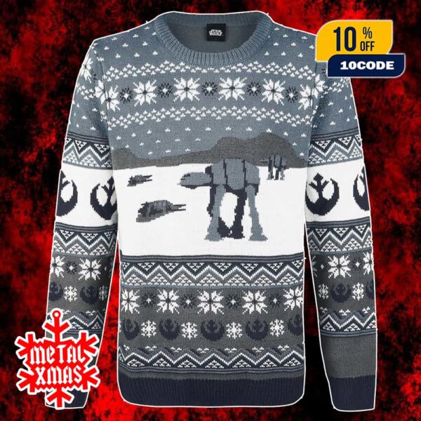Star Wars AT AT Christmas Ugly Sweater Snowflake Rebel Alliance Holiday Winter Gift For Fans