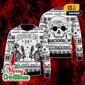 Suicideboys G59 Ugly Christmas Sweater Skeleton Skull Grey59 Edition